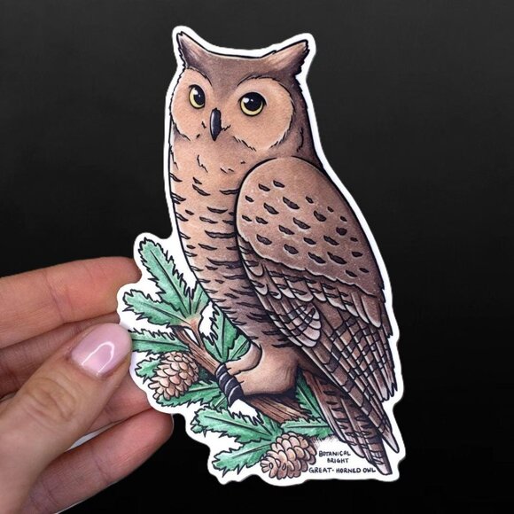 3 for $15 - Great Horned Owl Sticker -‎ Waterproof Vinyl Wildlife & Nature Decal - Picture 4 of 6